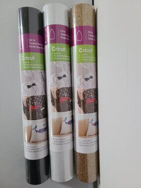 Cricut Iron-On Glitter HTV Black Gold White - Lot of 3